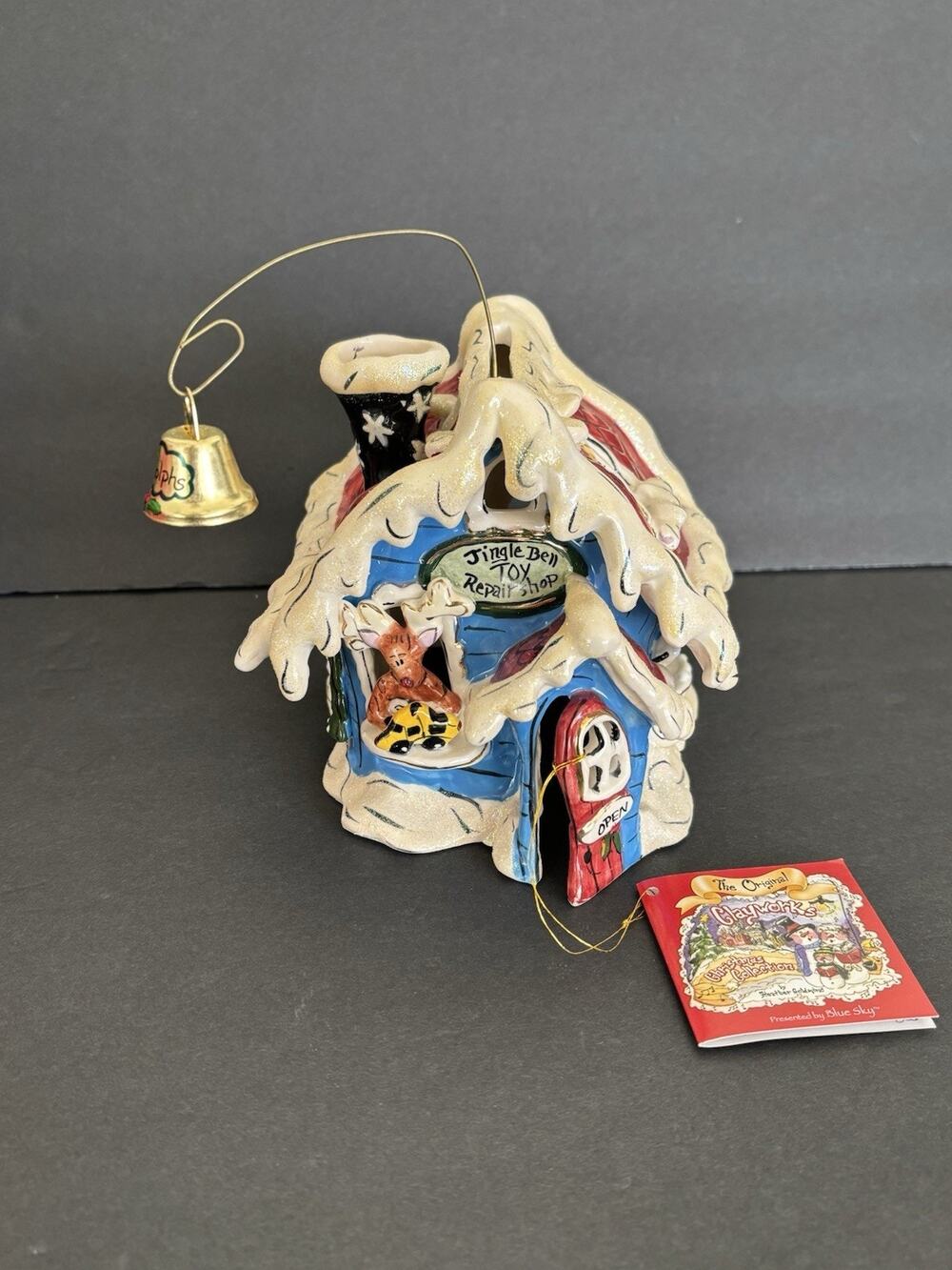 Blue Sky Clayworks Jingle Bell Toy Repair Shop 2003 Tea Light Candle Holder